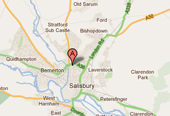 map showing Turnworth Herbal Practice, 5 Turnworth, Blandford Forum, Dorset, DT11 0EE. Roads shown include A357 to Sturminster Newton, A350 from Shaftesbury to Poole and Bournemouth, A354 from Salisbury to Dorchester. Drive from Blandford Forum in the direction of Winterborne Stickland, at Stickland turn right and drive for 3 miles to reach Turnworth. 